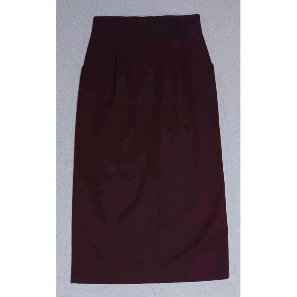 Linda Allard Ellen Tracy 100% Pure Wool Pencil Maxi Skirt Womens Size 10 Plum...